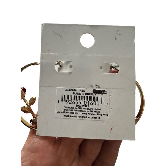 Rose Flower Hoop Earrings NWT - Picture 5 of 7